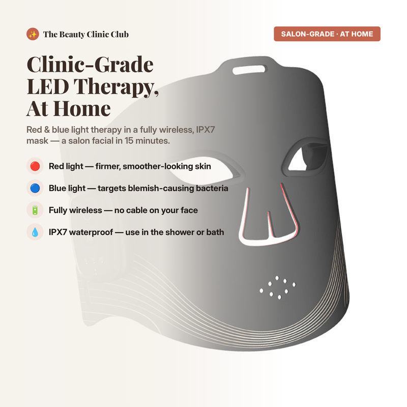 Drahtlose LED-Photonen-Gesichtsmaske | Rot- und Blaulichttherapie