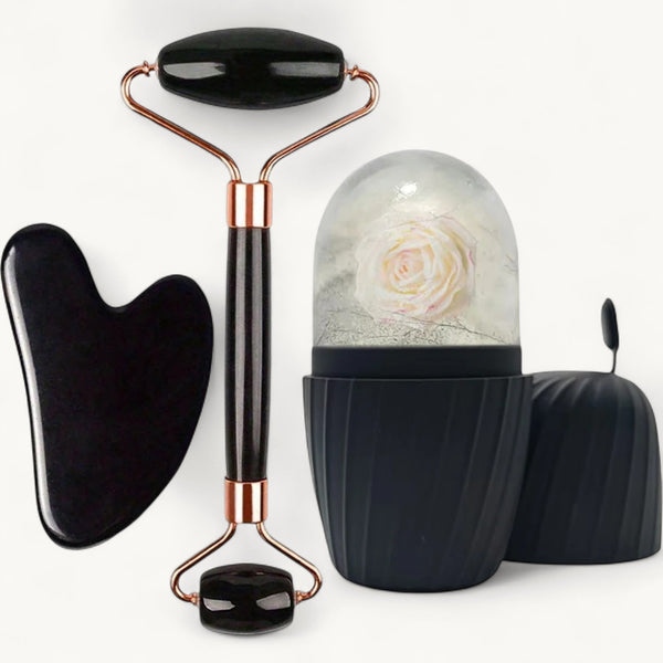 3-in-1 Facial Massage Set | Gua Sha, Ice Tray & Roller
