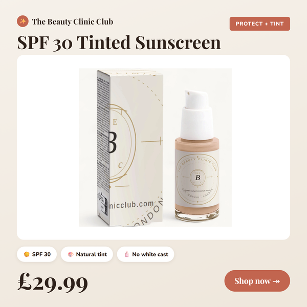 SPF 30 Tinted Sunscreen bottle and box with price