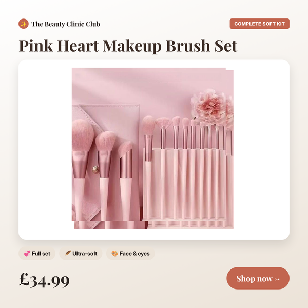 Pink Heart Makeup Brush Set